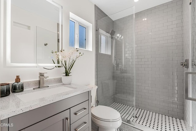 15233 Camarillo St, Sherman Oaks, CA 91403 - bathroom featuring vanity, a shower stall, and toilet