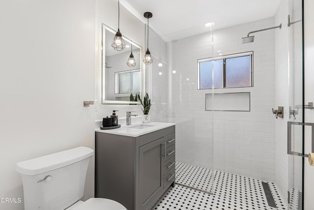 15233 Camarillo St, Sherman Oaks, CA 91403 - bathroom with vanity, toilet, and a stall shower