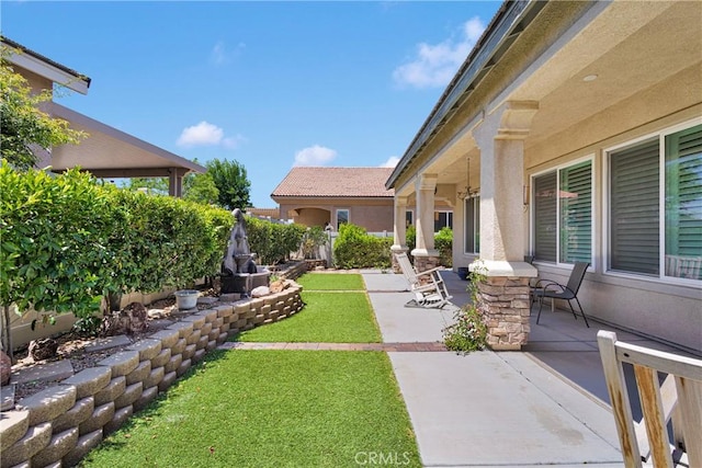 19423 Crystal Springs Ln, Apple Valley, CA 92308 - view of green lawn featuring a patio area
