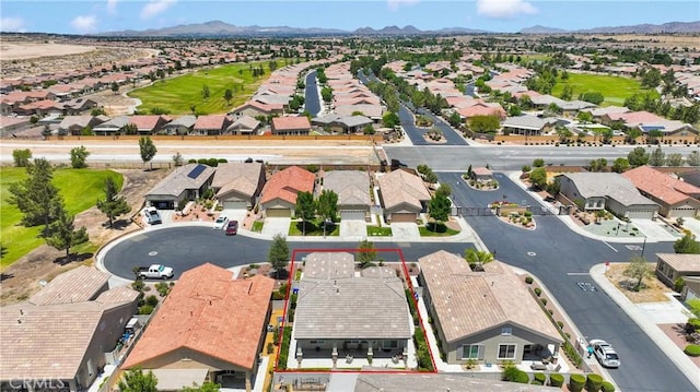 19423 Crystal Springs Ln, Apple Valley, CA 92308 - aerial perspective of suburban area with property boundaries highlighted, mountains, and a local golf course