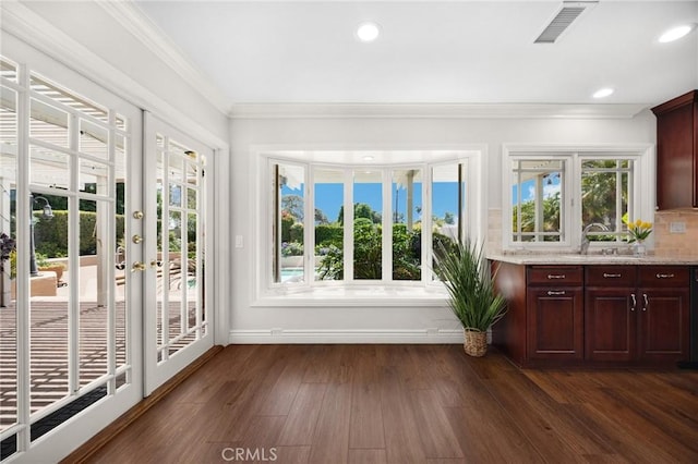 1463 Avolencia Dr, Fullerton, CA 92835 - unfurnished sunroom featuring french doors and a sink