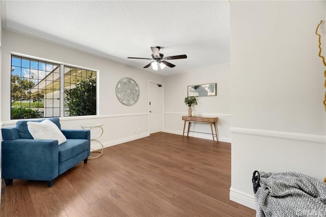 1463 Avolencia Dr, Fullerton, CA 92835 - sitting room featuring wood finished floors, a ceiling fan, and baseboards