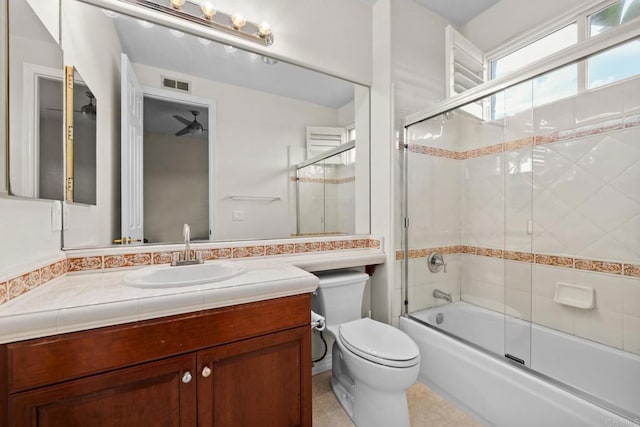 2227 Villa Verde Rd, Escondido, CA 92029 - full bath featuring vanity, enclosed tub / shower combo, and tile patterned flooring