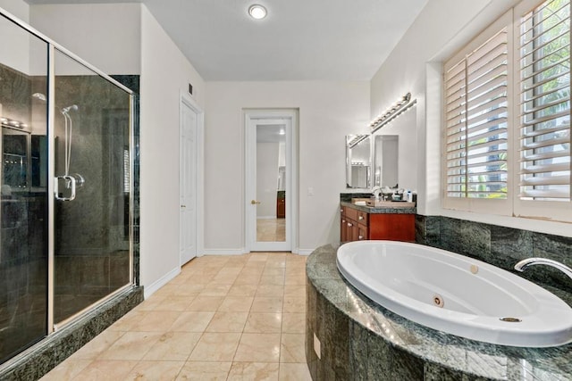 2227 Villa Verde Rd, Escondido, CA 92029 - full bath with vanity, a tub with jets, and a stall shower