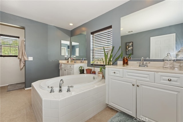 213 Caldera St, Perris, CA 92570 - full bathroom featuring vanity, a bath, and baseboards