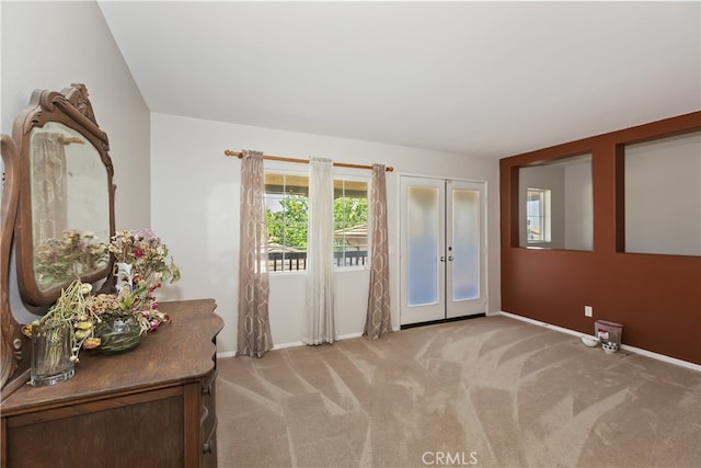213 Caldera St, Perris, CA 92570 - entrance foyer with french doors, baseboards, and carpet flooring