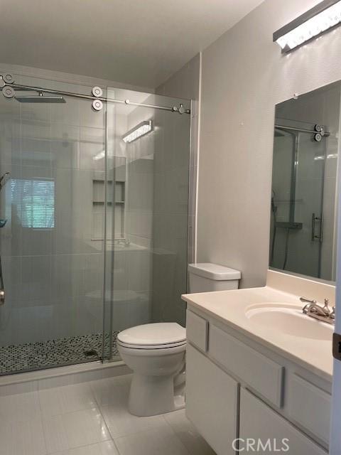 177 Via Colinas, Westlake Village, CA 91362 - full bath featuring vanity, a stall shower, and tile patterned flooring