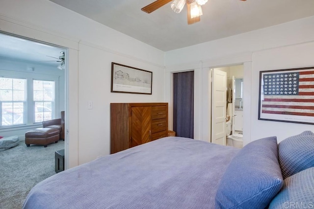 420921 3rd Ave, San Diego, CA 92103 - bedroom with carpet floors, a ceiling fan, and ensuite bathroom