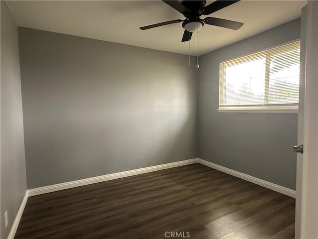1227 N Fairvalley Ave, Covina, CA 91722 - spare room featuring dark wood-style floors, baseboards, and ceiling fan
