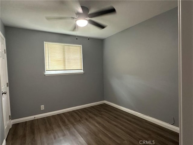 1227 N Fairvalley Ave, Covina, CA 91722 - empty room featuring dark wood-style flooring, a ceiling fan, and baseboards