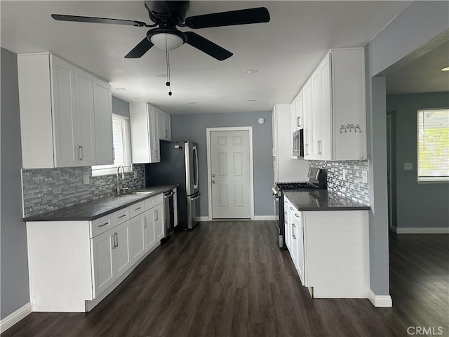1227 N Fairvalley Ave, Covina, CA 91722 - kitchen featuring appliances with stainless steel finishes, a sink, dark countertops, and baseboards