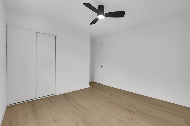 1152 W Tudor St, San Dimas, CA 91773 - unfurnished bedroom featuring light wood-type flooring, a closet, baseboards, and a ceiling fan