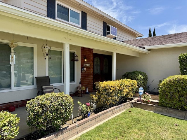 6421 Almar St, Simi Valley, CA 93063 - doorway to property featuring covered porch, a lawn, and roof with shingles