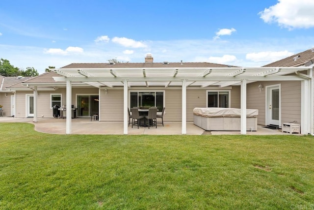 23406 Oakely Pl, Ramona, CA 92065 - back of property featuring a hot tub, a pergola, and a yard