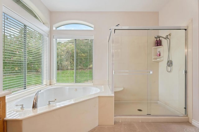 23406 Oakely Pl, Ramona, CA 92065 - bathroom featuring a shower stall and a tub with jets