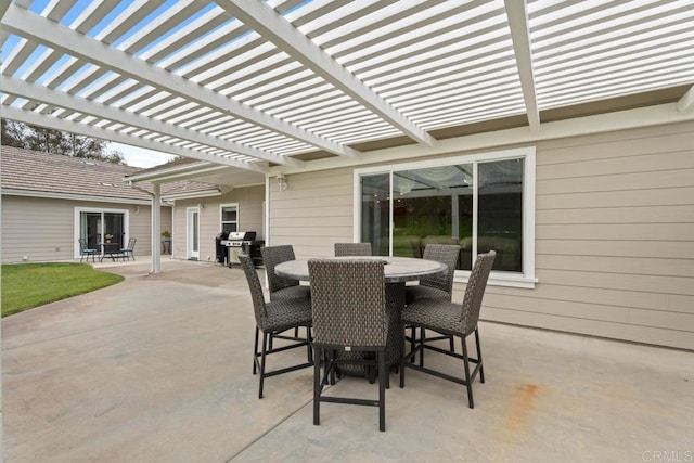 23406 Oakely Pl, Ramona, CA 92065 - view of patio / terrace featuring outdoor dining area, a pergola, and area for grilling