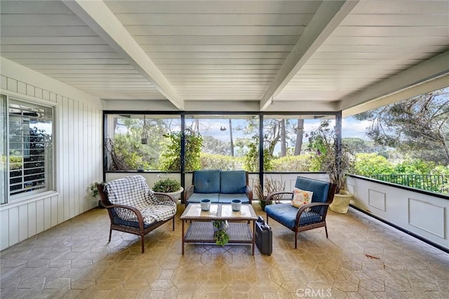 2917 Highridge Rd, La Crescenta, CA 91214 - sunroom with beamed ceiling and an outdoor hangout area