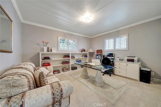 2917 Highridge Rd, La Crescenta, CA 91214 - office with healthy amount of natural light, ornamental molding, and light carpet