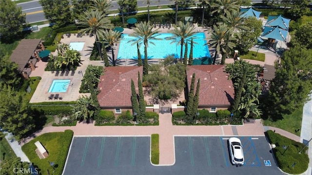 228 Borrego, Irvine, CA 92618 - aerial view of property's location featuring a pool area
