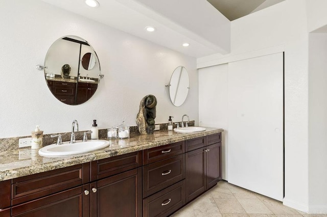 221 Via Tierra, Encinitas, CA 92024 - bathroom with double vanity and recessed lighting