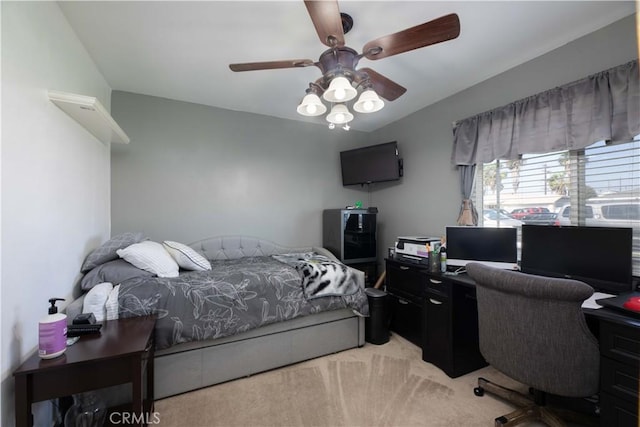 10546 Royal Oak Way, Stanton, CA 90680 - bedroom with an office area, light carpet, and ceiling fan