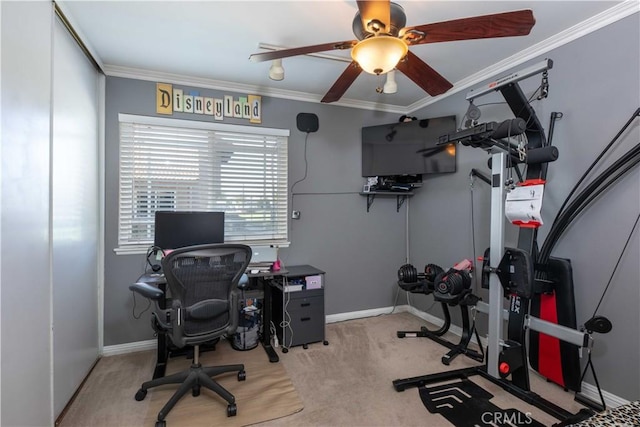 10546 Royal Oak Way, Stanton, CA 90680 - carpeted office with ornamental molding and a ceiling fan