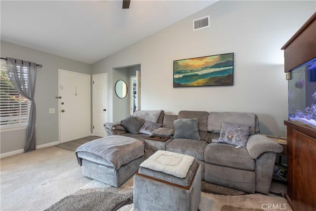 10546 Royal Oak Way, Stanton, CA 90680 - carpeted living area featuring lofted ceiling and baseboards