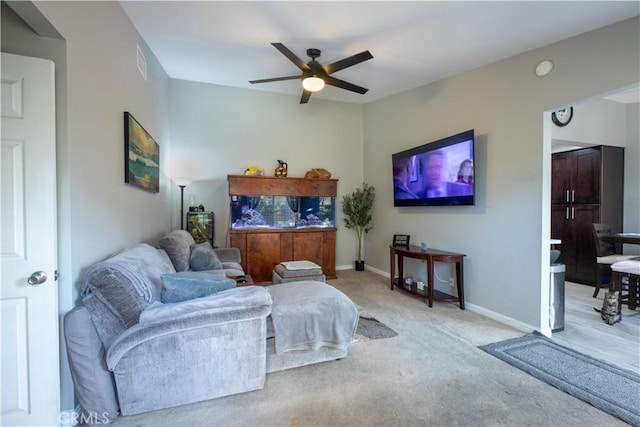 10546 Royal Oak Way, Stanton, CA 90680 - living area featuring light colored carpet and ceiling fan