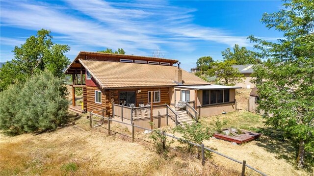 30771 Fox Ridge Ct, Tehachapi, CA 93561 - back of house with a sunroom and log siding