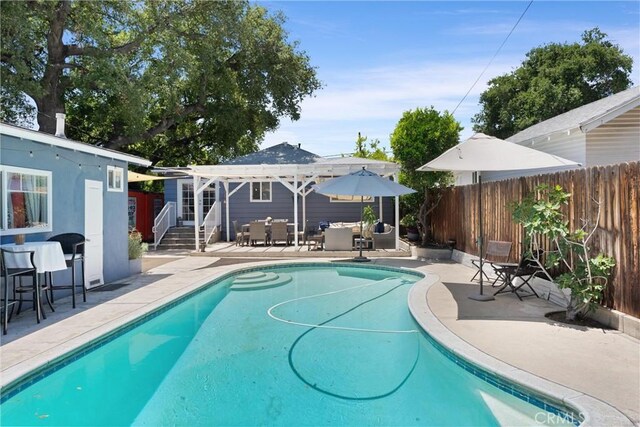 234 N Alta Vista Ave, Monrovia, CA 91016 - view of swimming pool with a pergola, a patio area, and outdoor lounge area