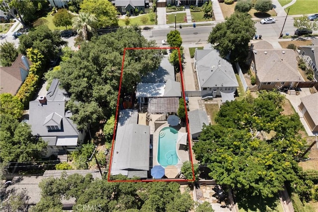 234 N Alta Vista Ave, Monrovia, CA 91016 - aerial perspective of suburban area featuring property boundaries highlighted