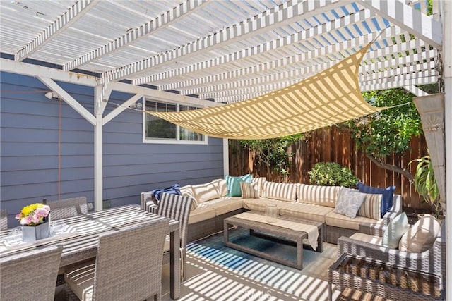 234 N Alta Vista Ave, Monrovia, CA 91016 - fenced backyard with outdoor lounge area, a pergola, outdoor dining area, and a patio