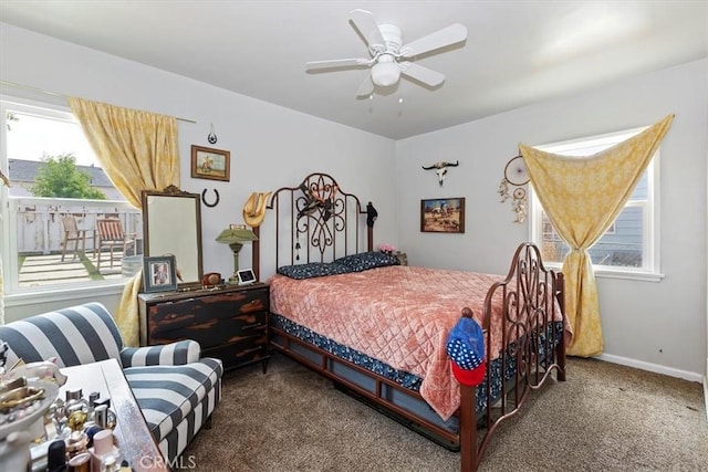 112 W Grandview Dr, Barstow, CA 92311 - bedroom with carpet, baseboards, and ceiling fan