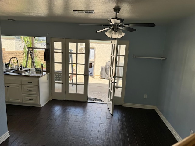11459 Shippigan Way, Cypress, CA 90630 - entryway featuring french doors, dark wood-style flooring, and ceiling fan