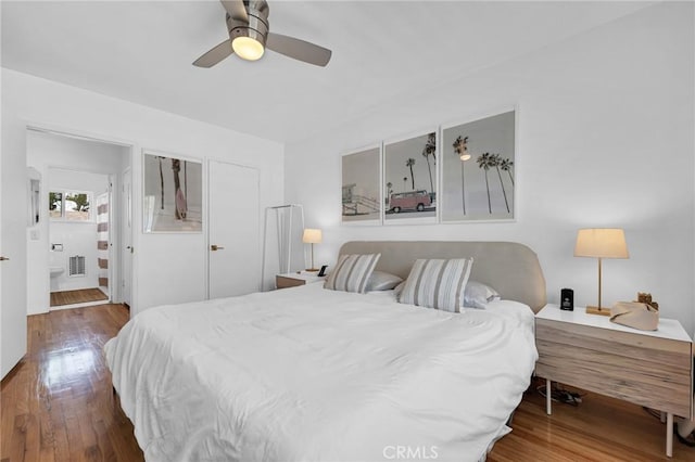 1330 N Crescent Heights Blvd Unit 12, West Hollywood, CA 90046 - bedroom with wood finished floors and a ceiling fan
