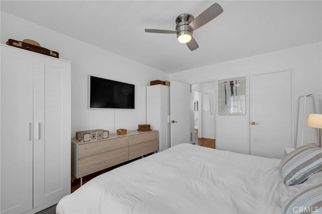 1330 N Crescent Heights Blvd Unit 12, West Hollywood, CA 90046 - bedroom featuring a ceiling fan and wood finished floors