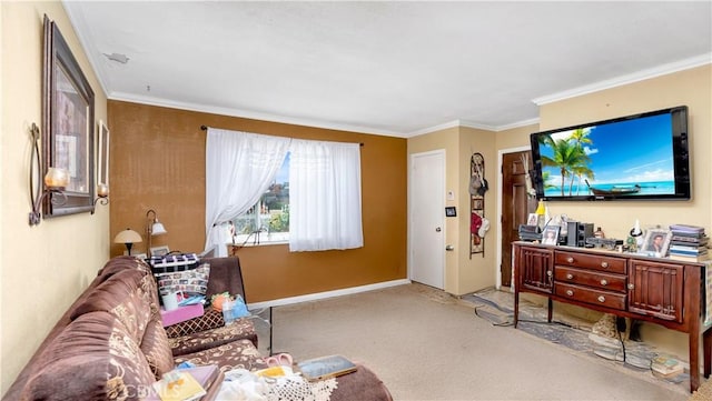 222 W Orangewood Ave, Anaheim, CA 92802 - carpeted living area with ornamental molding and baseboards