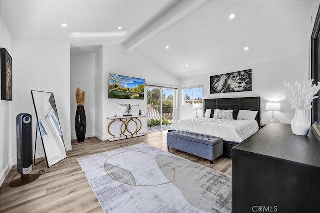9743 Monogram Ave, Northridge, CA 91343 - bedroom with access to outside, light wood-type flooring, baseboards, and recessed lighting