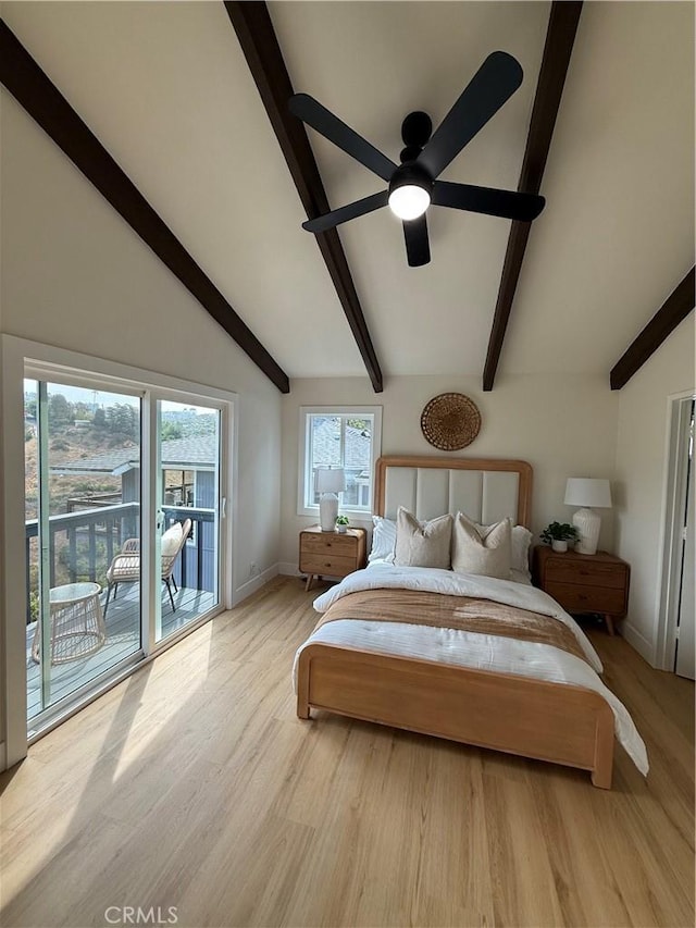 2838 Lambert Dr, Los Angeles, CA 90068 - bedroom with access to outside, wood finished floors, baseboards, and a ceiling fan