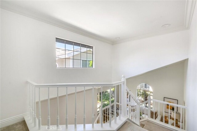 245 Palmer St, Costa Mesa, CA 92627 - stairway with plenty of natural light, ornamental molding, and baseboards