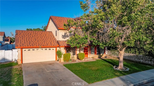 37538 Stonegate Ln, Palmdale, CA 93552 - view of front of house featuring an attached garage, driveway, stucco siding, and a tile roof