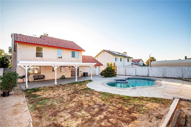 37538 Stonegate Ln, Palmdale, CA 93552 - view of pool with a patio, a fenced backyard, and a pool with connected hot tub