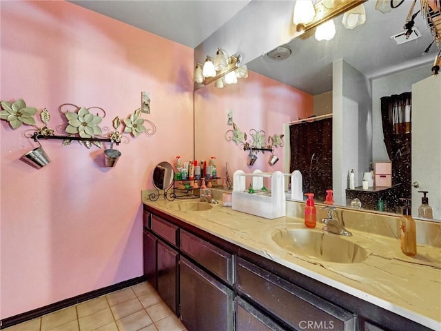 20715 Teton Rd, Apple Valley, CA 92308 - full bathroom featuring tile patterned flooring, double vanity, and a shower