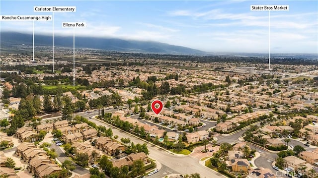 7343 Legacy Pl, Rancho Cucamonga, CA 91730 - aerial view of residential area featuring a mountain backdrop