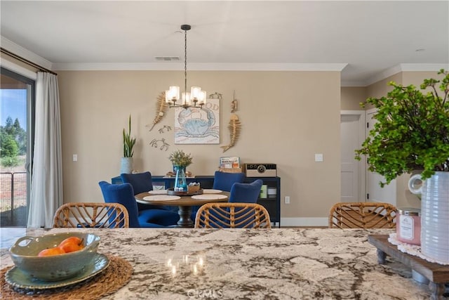 1622 Paradisewood Dr, Paradise, CA 95969 - dining room featuring a chandelier and crown molding