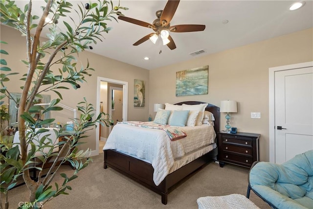 1622 Paradisewood Dr, Paradise, CA 95969 - carpeted bedroom featuring recessed lighting and ceiling fan