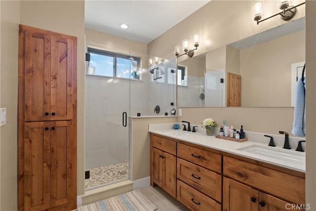 1622 Paradisewood Dr, Paradise, CA 95969 - full bathroom with a shower stall and double vanity