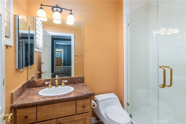 29515 Weeping Willow Dr, Agoura Hills, CA 91301 - bathroom featuring toilet, vanity, and a shower stall