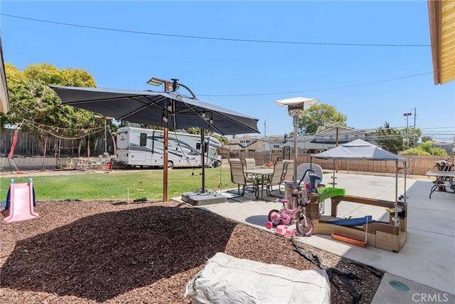 4198 Woodland St, Santa Maria, CA 93455 - view of yard with a patio, outdoor dining area, and a gazebo