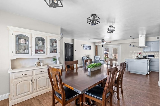 4198 Woodland St, Santa Maria, CA 93455 - dining space featuring wood finished floors, ceiling fan, and baseboards